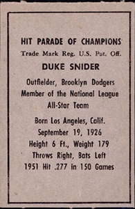Duke Snider  baseball card collectible - Main Image 2