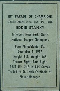 Eddie Stanky  baseball card collectible - Main Image 2