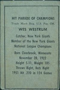 Wes Westrum  baseball card collectible - Main Image 2