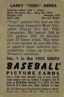 Yogi Berra  baseball card collectible - Main Image 2