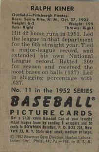 Ralph Kiner  baseball card collectible - Main Image 2