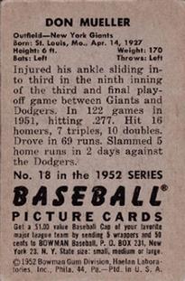 Don Mueller  baseball card collectible - Main Image 2