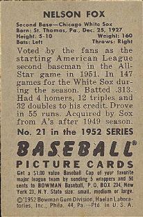 Nelson Fox  baseball card collectible - Main Image 2