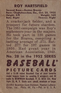 Roy Hartsfield  baseball card collectible - Main Image 2