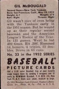 Gil McDougald  baseball card collectible - Main Image 2
