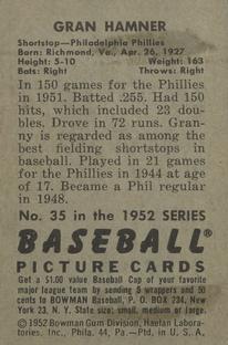 Granny Hamner  baseball card collectible - Main Image 2