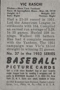 Vic Raschi  baseball card collectible - Main Image 2