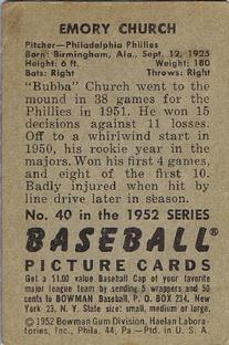 Bubba Church  baseball card collectible - Main Image 2