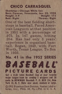 Chico Carrasquel  baseball card collectible - Main Image 2