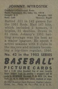 Johnny Wyrostek  baseball card collectible - Main Image 2