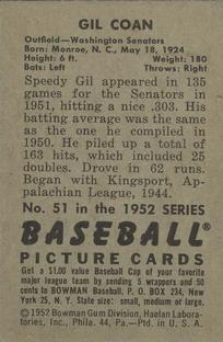 Gil Coan  baseball card collectible - Main Image 2