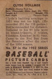 Clyde Vollmer  baseball card collectible - Main Image 2