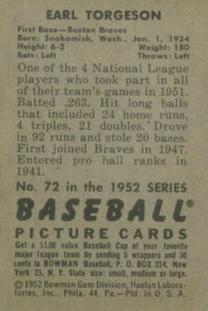 Earl Torgeson  baseball card collectible - Main Image 2
