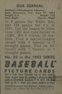 Gus Zernial  baseball card collectible - Main Image 2