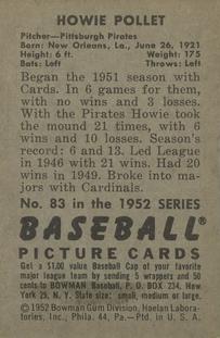 Howie Pollet  baseball card collectible - Main Image 2