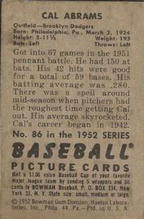 Cal Abrams  baseball card collectible - Main Image 2