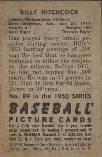Billy Hitchcock  baseball card collectible - Main Image 2