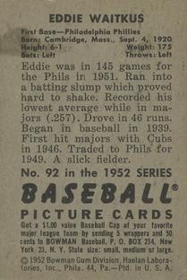 Eddie Waitkus  baseball card collectible - Main Image 2