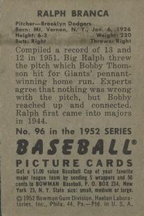 Ralph Branca  baseball card collectible - Main Image 2