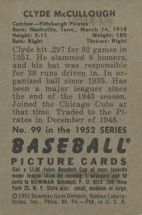 Clyde McCullough  baseball card collectible - Main Image 2