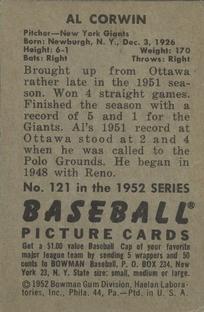 Al Corwin  baseball card collectible - Main Image 2