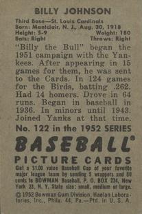 Billy Johnson  baseball card collectible - Main Image 2