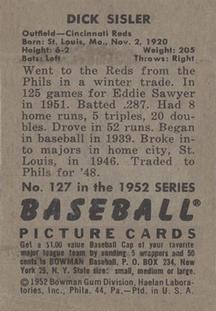 Dick Sisler  baseball card collectible - Main Image 2
