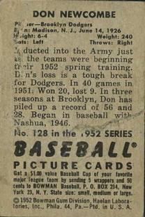Don Newcombe  baseball card collectible - Main Image 2