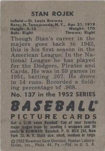 Stan Rojek  baseball card collectible - Main Image 2