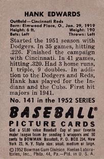 Hank Edwards  baseball card collectible - Main Image 2