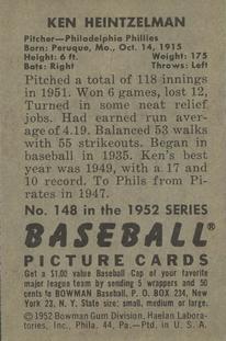 Ken Heintzelman  baseball card collectible - Main Image 2