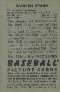 Warren Spahn  baseball card collectible - Main Image 2