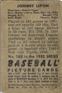 Johnny Lipon  baseball card collectible - Main Image 2