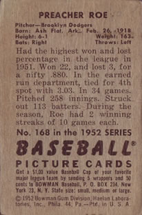 Preacher Roe  baseball card collectible - Main Image 2