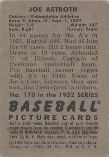 Joe Astroth  baseball card collectible - Main Image 2