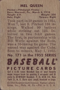 Mel Queen  baseball card collectible - Main Image 2