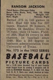 Ransom Jackson  baseball card collectible - Main Image 2