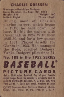 Chuck Dressen  baseball card collectible - Main Image 2