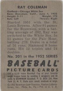 Ray Coleman  baseball card collectible - Main Image 2