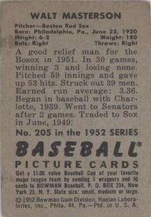 Walt Masterson  baseball card collectible - Main Image 2