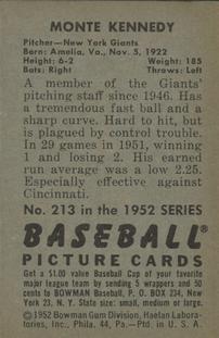 Monte Kennedy  baseball card collectible - Main Image 2