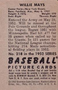 Willie Mays  baseball card collectible - Main Image 2