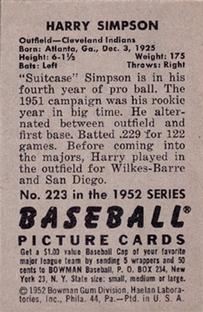 Harry Simpson  baseball card collectible - Main Image 2