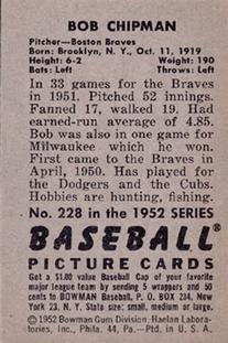 Bob Chipman  baseball card collectible - Main Image 2