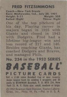 Freddie Fitzsimmons  baseball card collectible - Main Image 2