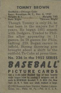 Tommy Brown  baseball card collectible - Main Image 2