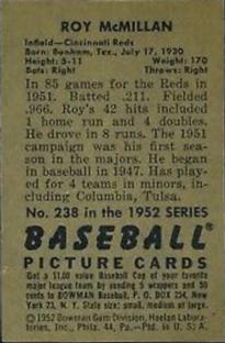 Roy McMillan  baseball card collectible - Main Image 2