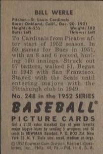 Bill Werle  baseball card collectible - Main Image 2