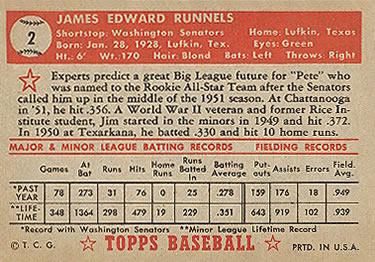 Pete Runnels  baseball card collectible - Main Image 2
