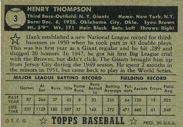 Hank Thompson  baseball card collectible - Main Image 2
